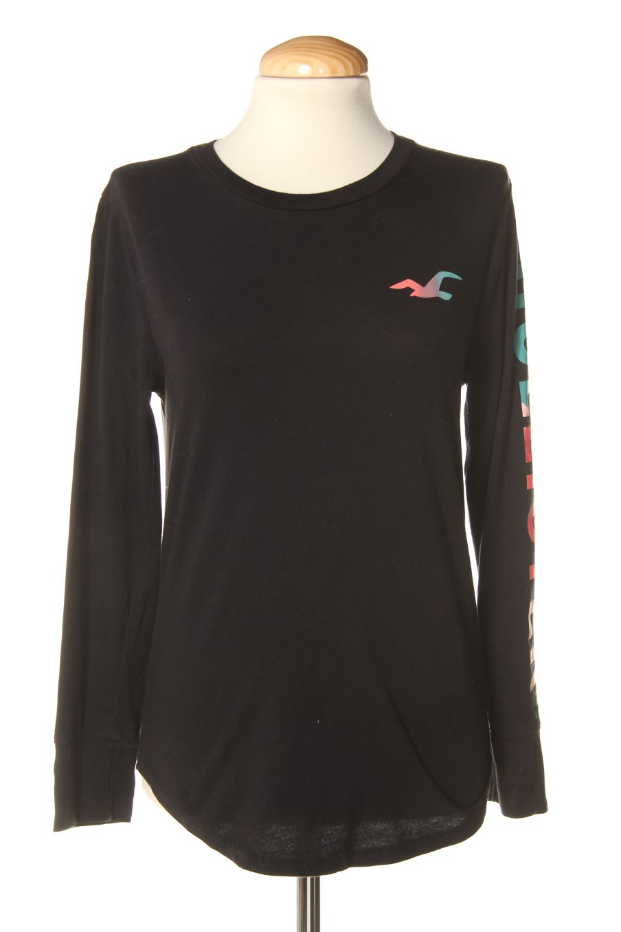 T-shirt à manches longues Hollister de la taille XXS, de couleur noir