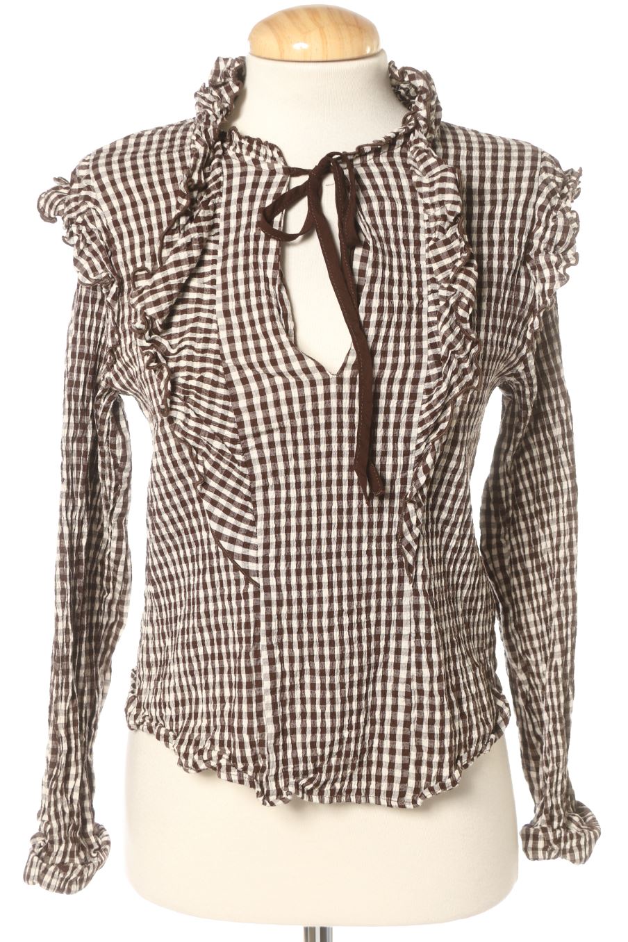 Blouse à manches longues Zara de la taille M, de couleur carreaux