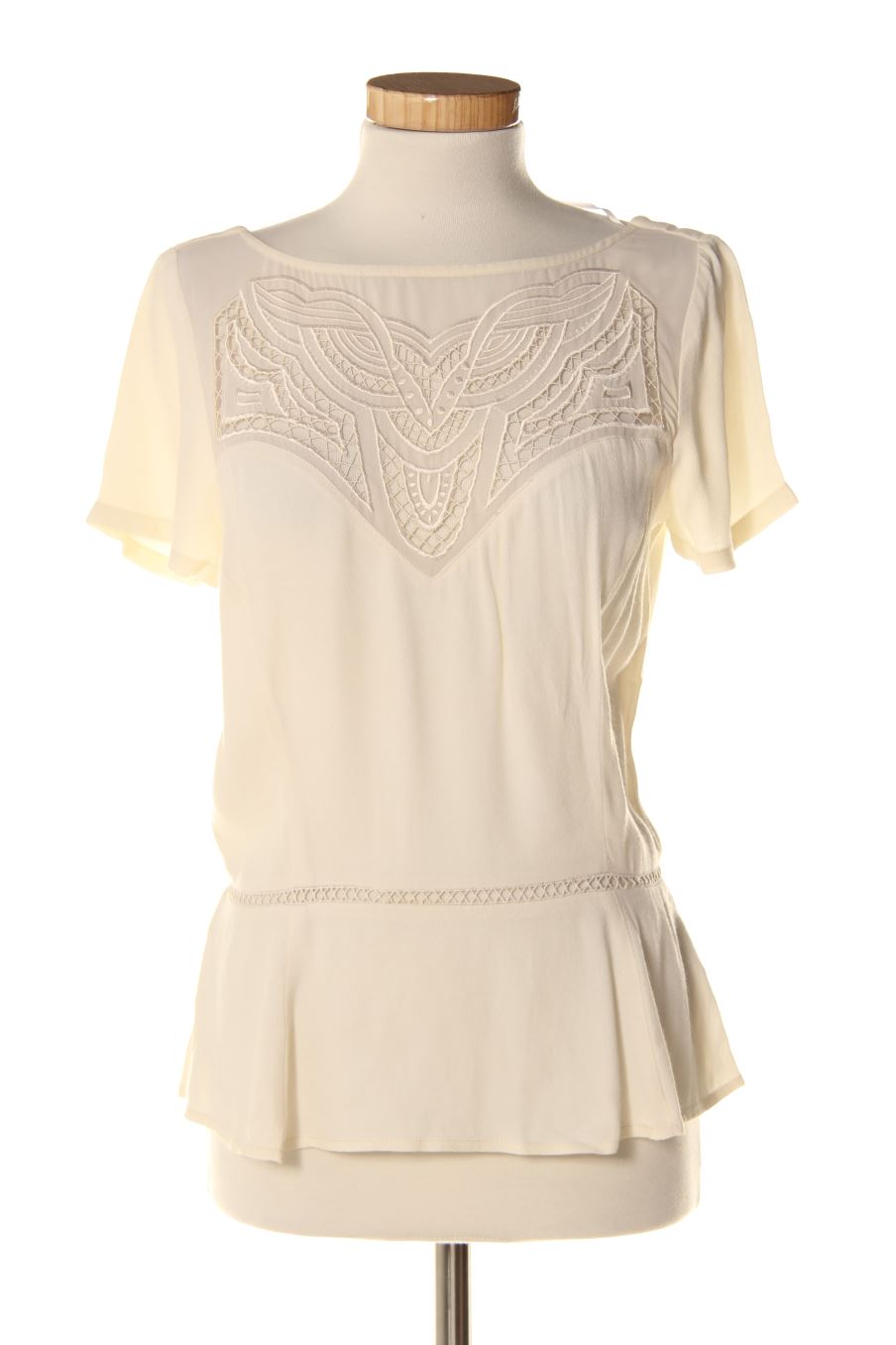 Blouse à manches courtes Naf Naf de la taille 38, de couleur beige