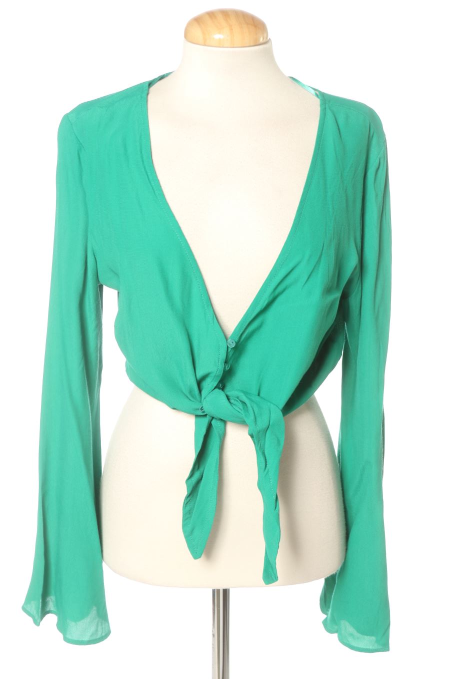 Langärmelige Bluse von Bershka Größe L, Farbe Grün, für