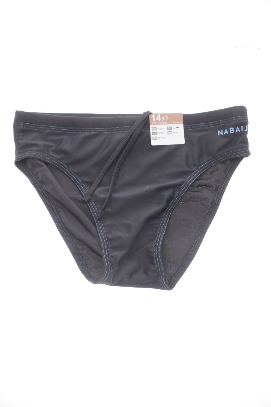 Maillot de bain Nabaiji (DECATHLON) de la taille 14 ans avec une étiquette