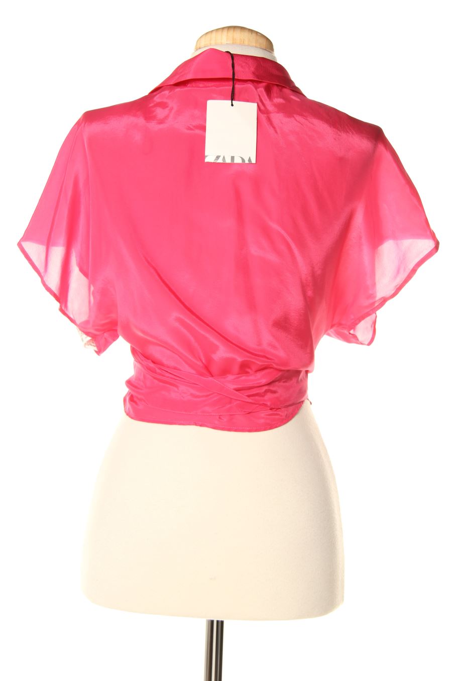 Blouse à manches courtes Zara de la taille L, de couleur rose