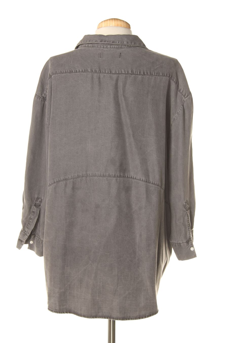 Langärmelige Bluse von Zara Größe XL, Farbe Grau, aus Jeanskleidung für