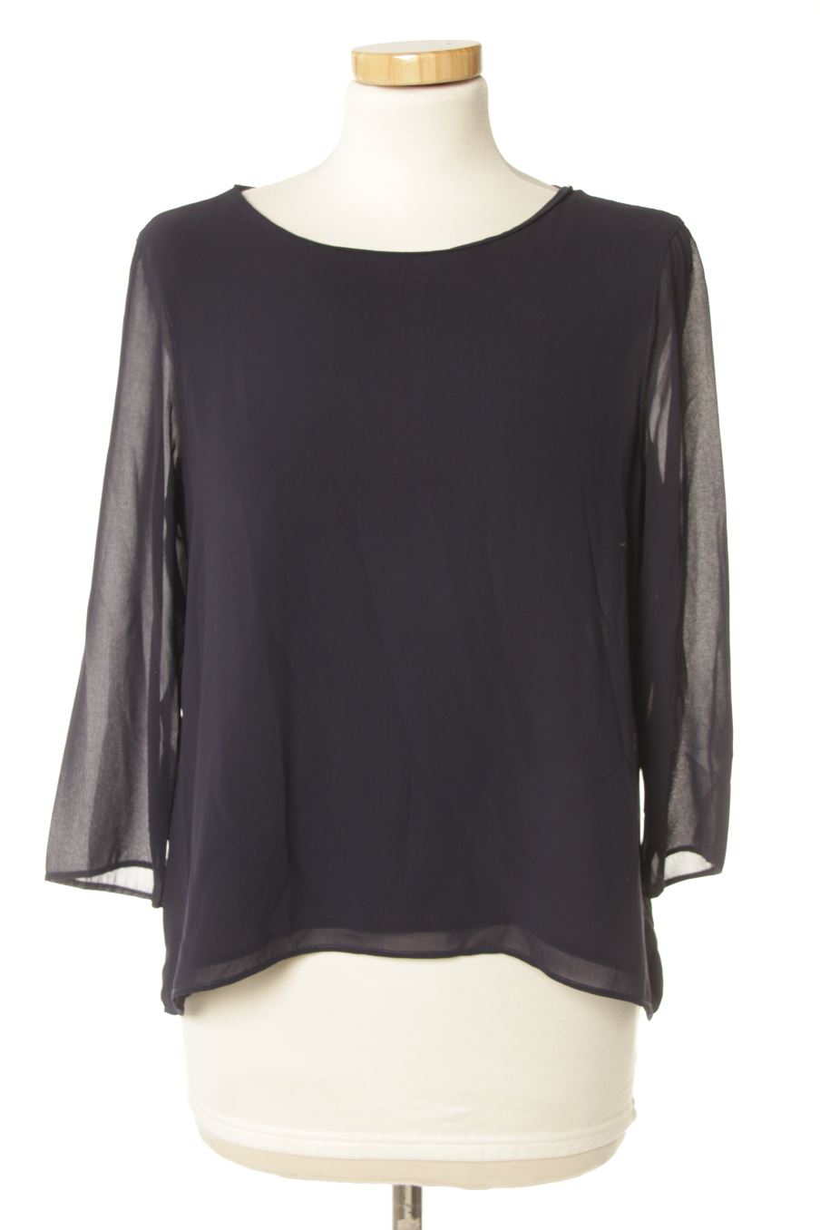 Blouse à manches longues Zara de la taille S, de couleur bleu marine