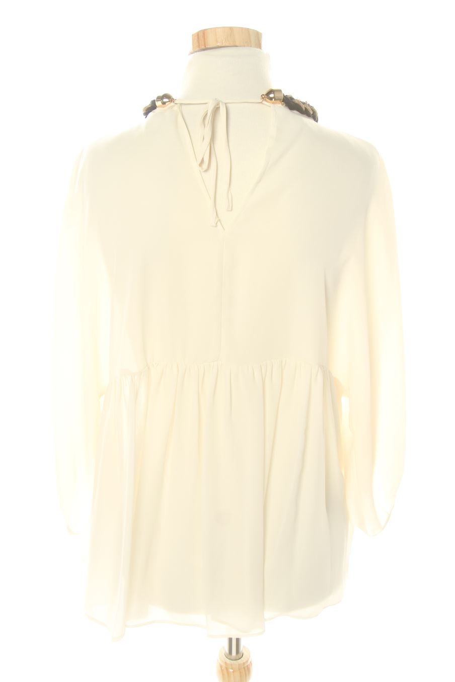 Blusa de manga corta de Zara de la talla S, de color beige