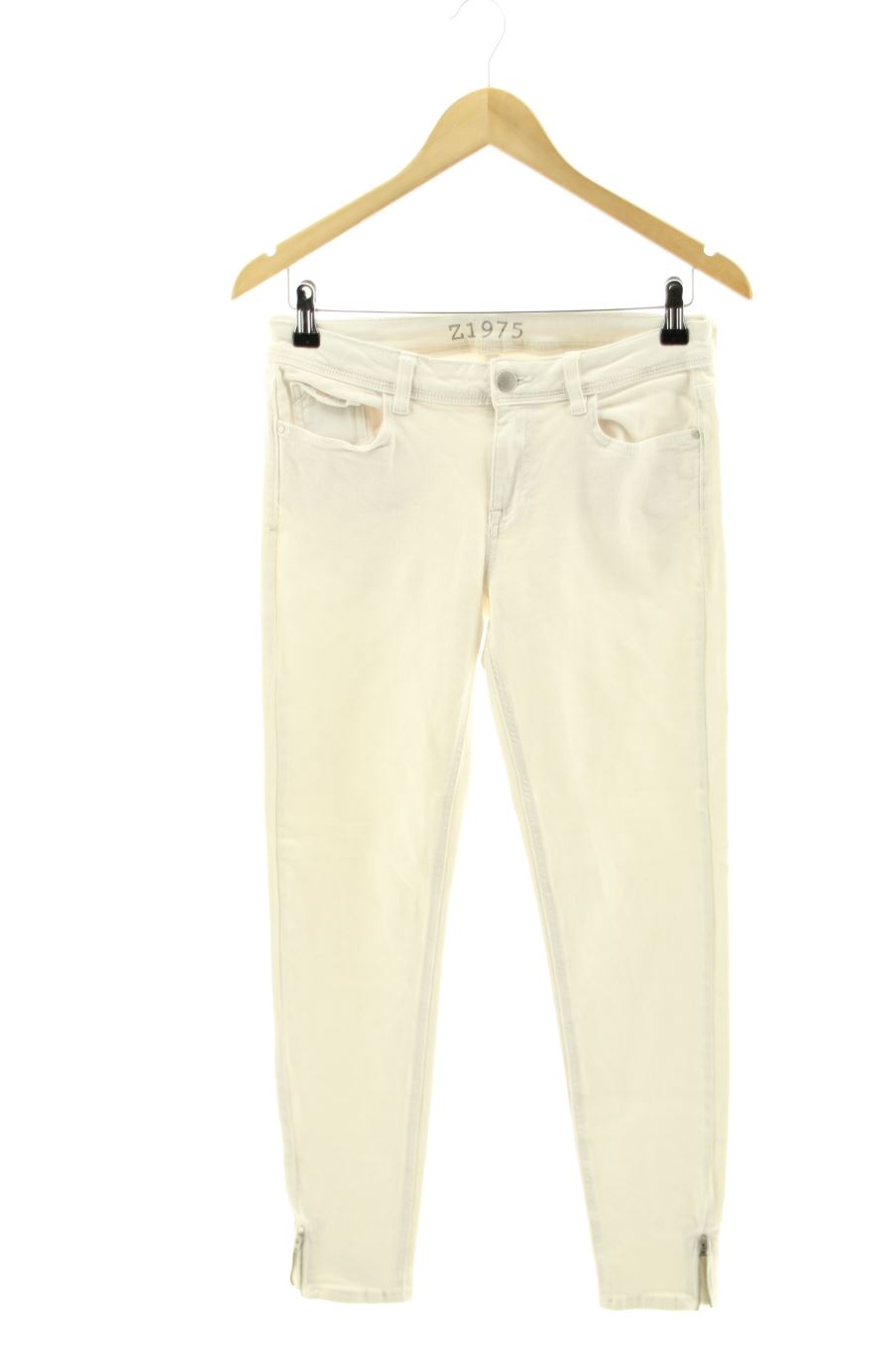 Vaqueros de Zara de la talla 38, de color blanco de ropa vaquera