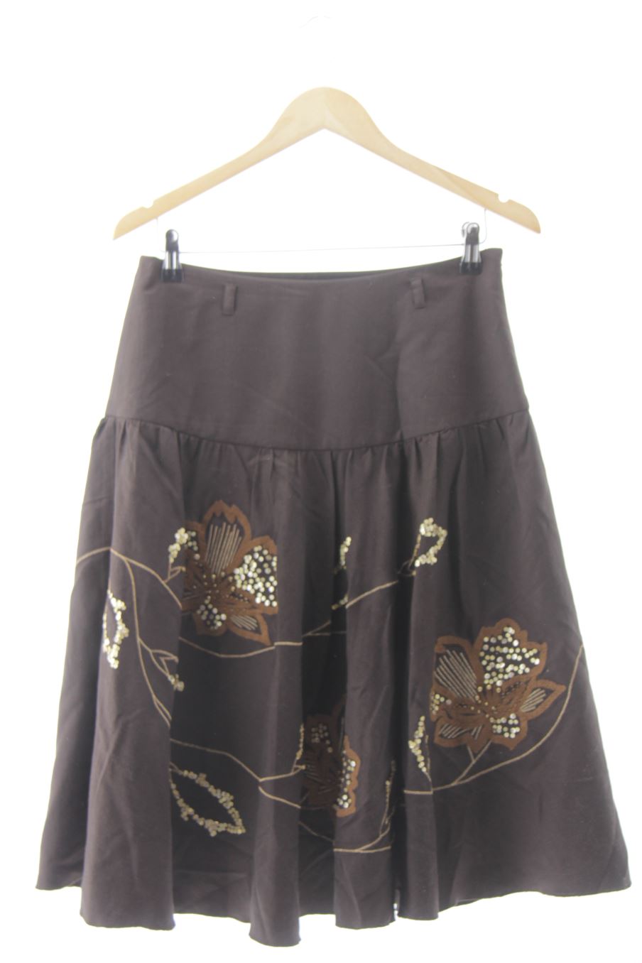 Falda de Massimo Dutti de la talla 40, de color marrón