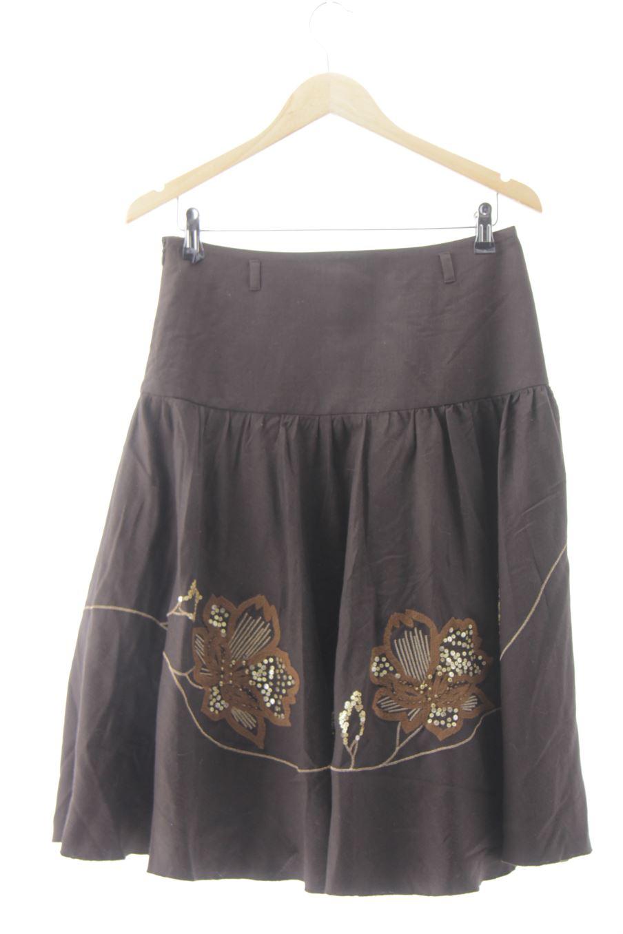 Falda de Massimo Dutti de la talla 40, de color marrón