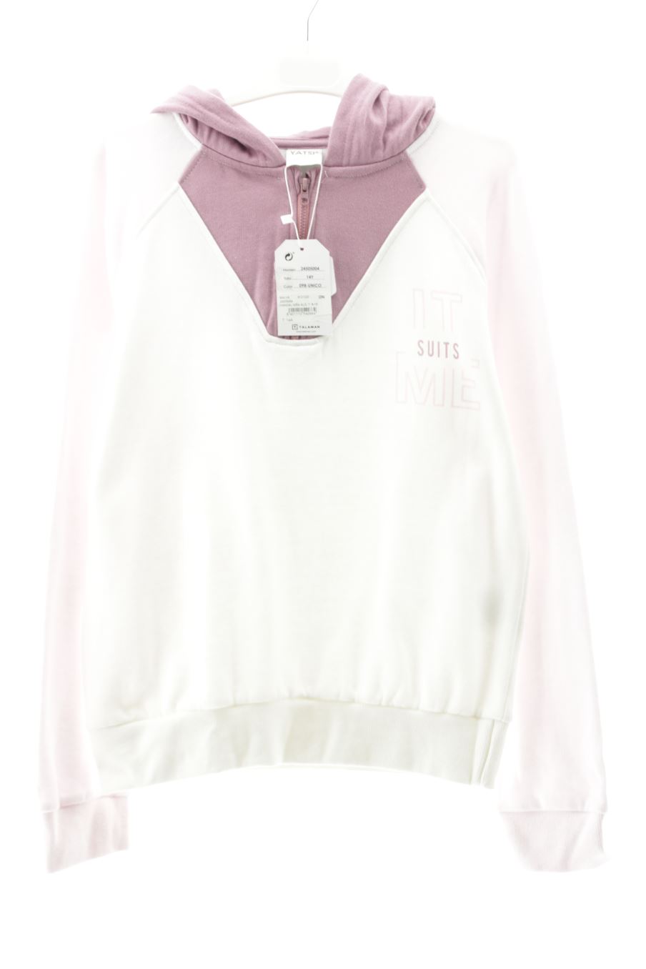 Sweatshirt Yatsi de la taille 14 ans avec une étiquette