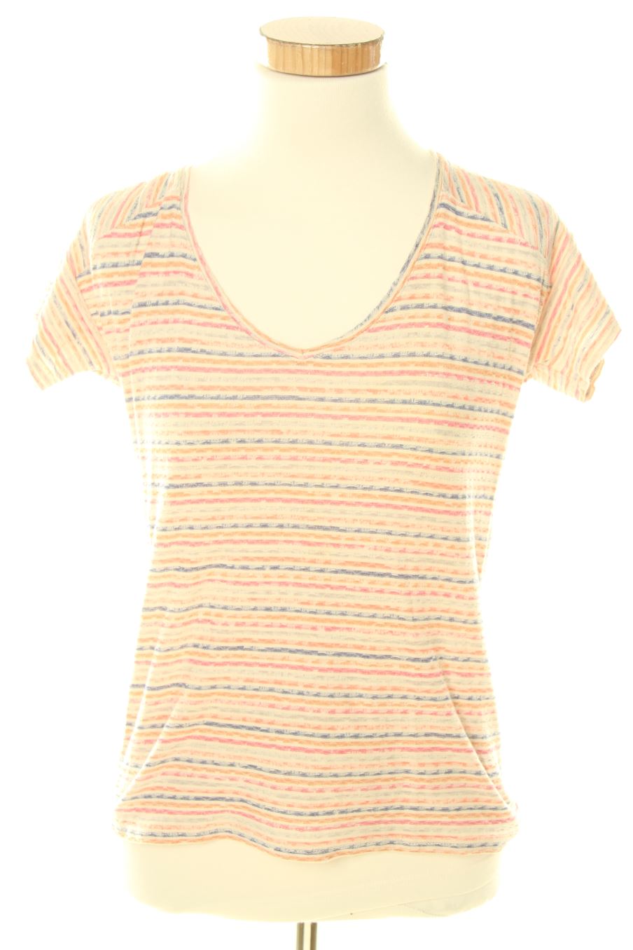 Haut Top Chattawak Manches 3/4 Gris Et Blanc - Taille 36 En Coton - Occasion Très Bon état