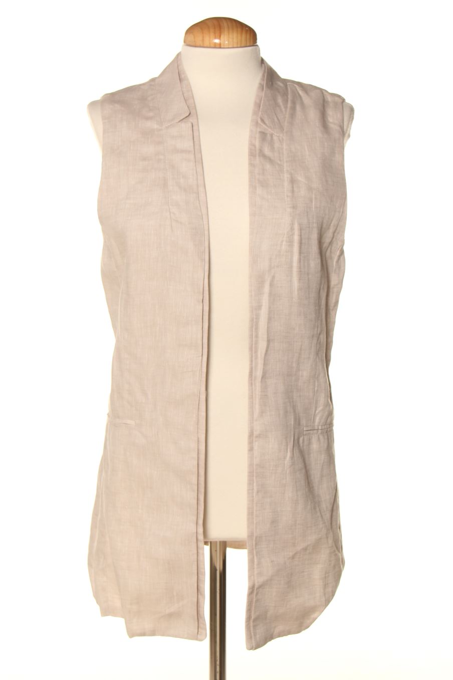 Chaleco de tela de Punto Blanco de la talla S, de color beige