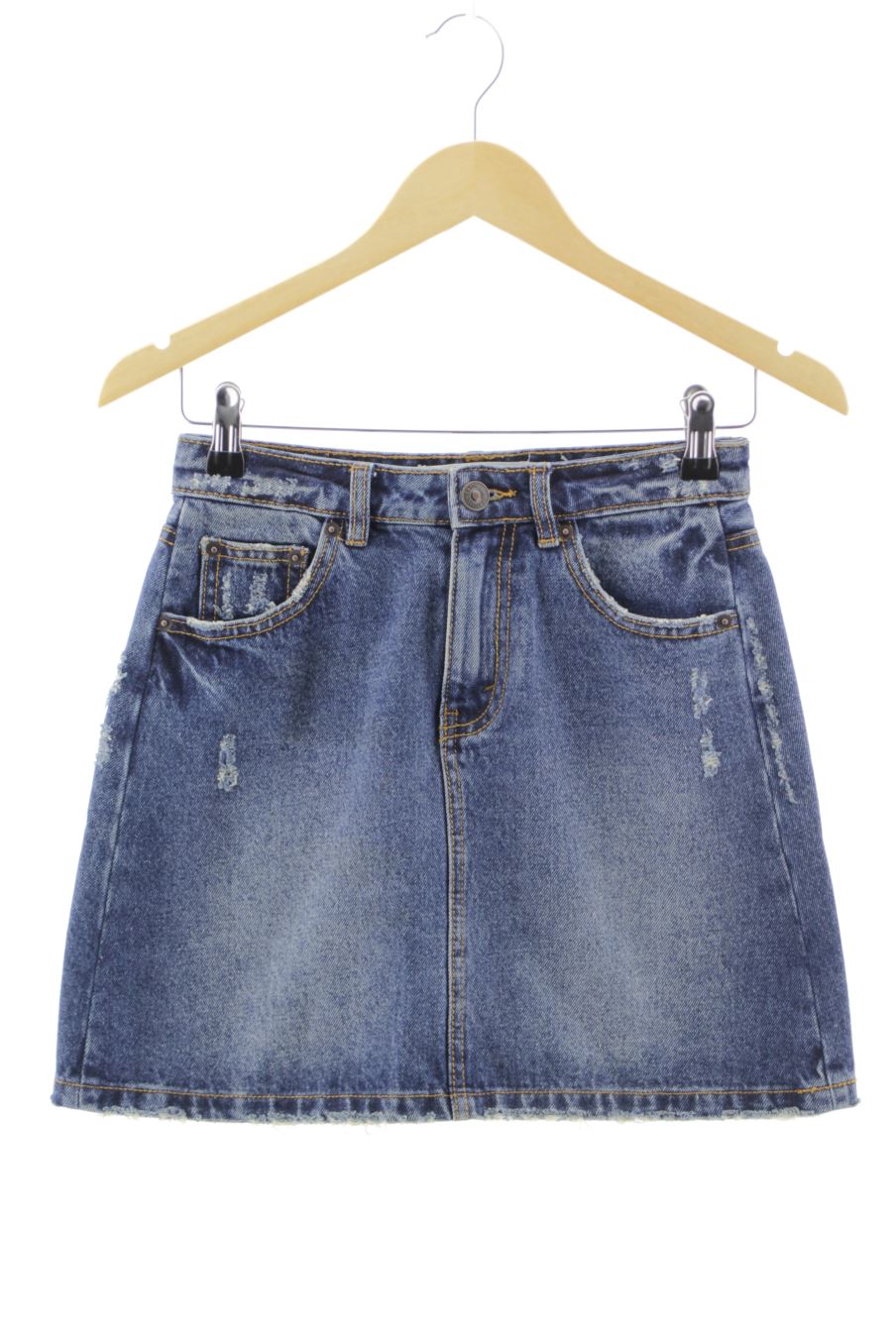 Jupe Stradivarius de la taille 34, de couleur bleu de denim