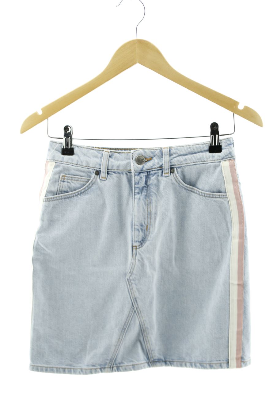 Aufwändiger Rock von Bizzbee Größe 34, Farbe Blau, aus Jeanskleidung für