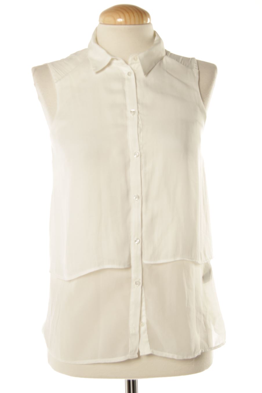 Camisa sin mangas de Bershka de la talla S, de color blanco
