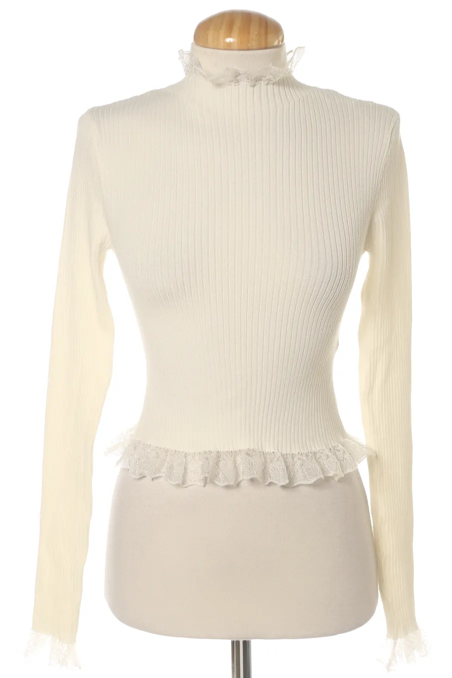T-shirt à manches longues Zara de la taille S, de couleur blanc