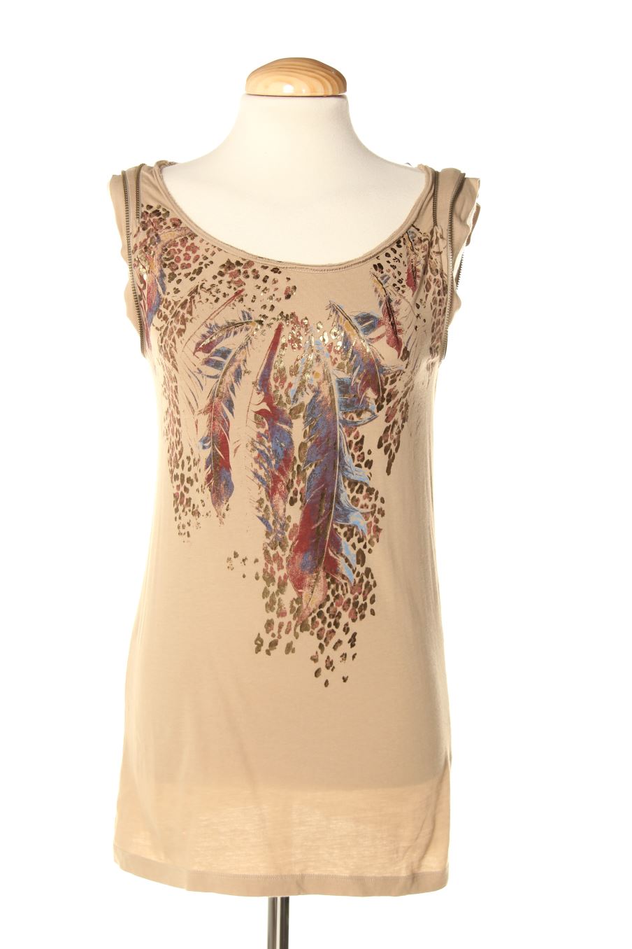 Camiseta sin mangas de Bershka de la talla S, de color beige
