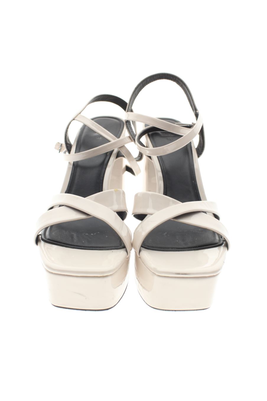 Sandalias tacon de Zara de la talla 41, de color rosa de
