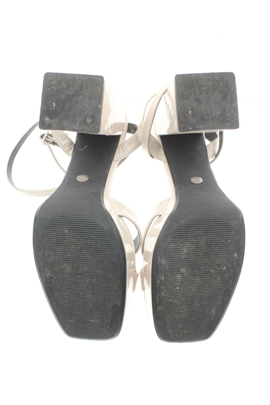 Sandalias tacon de Zara de la talla 41, de color rosa de