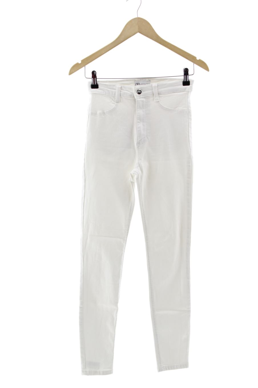 Vaqueros de Zara de la talla 34, de color blanco de ropa vaquera