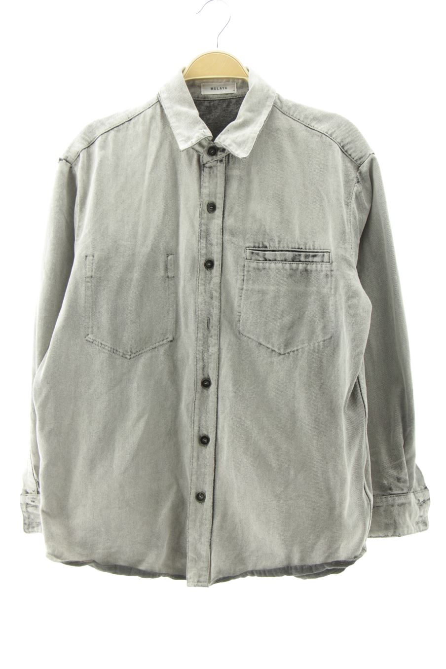 Hemd von Mulaya Größe M, Farbe Grau, aus Jeanskleidung für