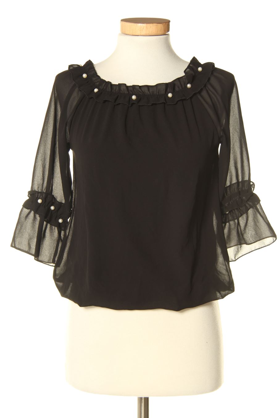 Blusa de manga corta de PERCENTIL de la talla XS, de color negro
