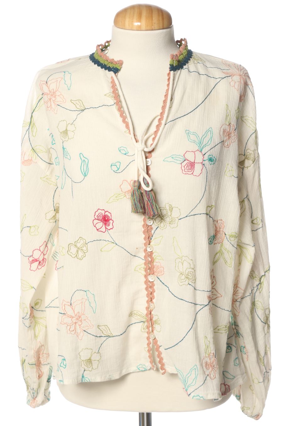Blouse à manches longues Zara de la taille S, de couleur blanc