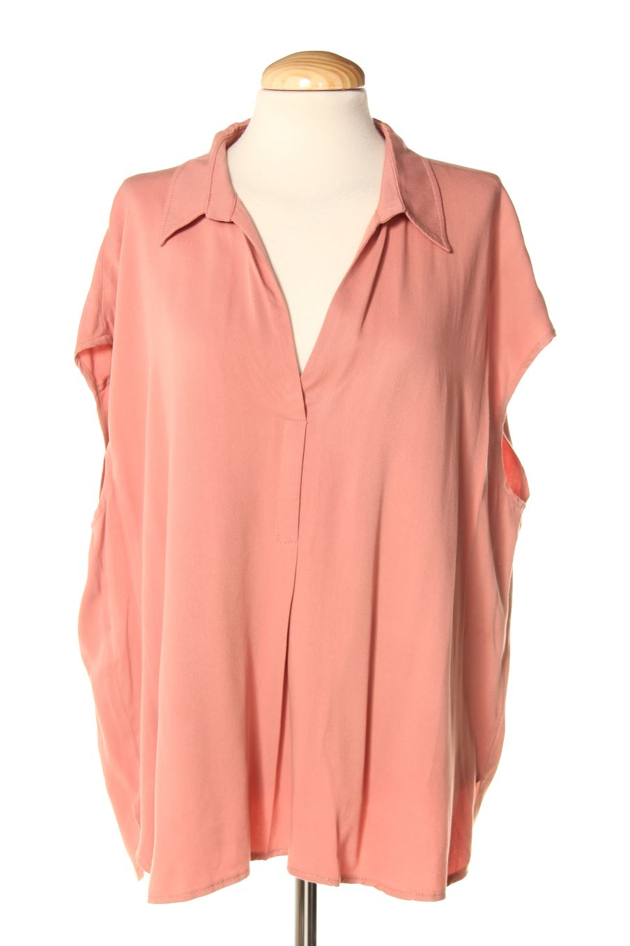 Blusa de manga corta de Violeta (by Mango ) de la talla XL, de color rosa