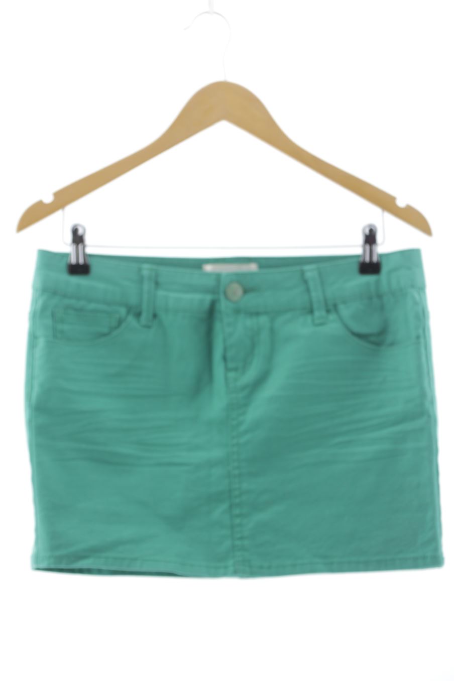 Falda de Stradivarius de la talla 38, de color verde de ropa vaquera