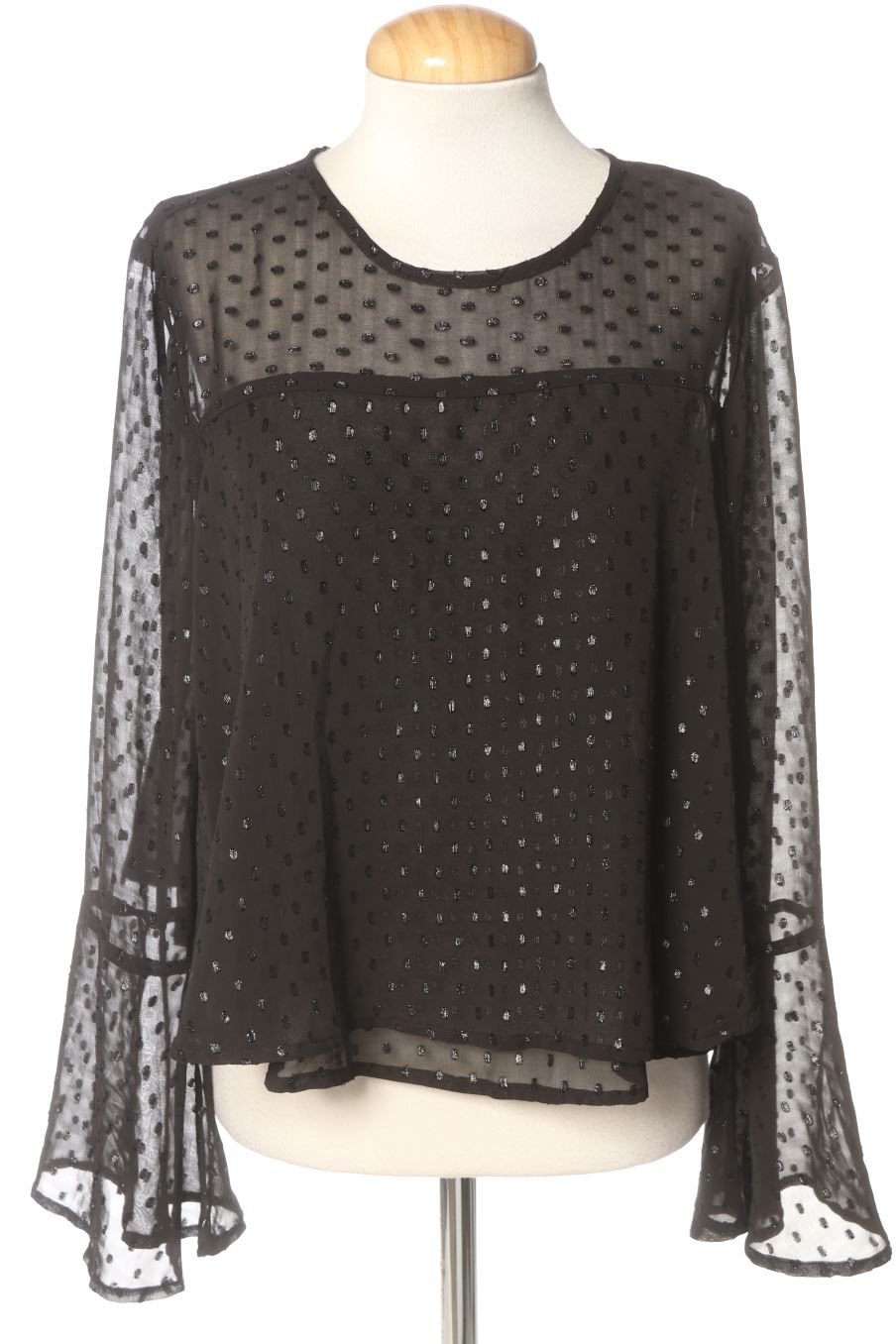 Blusa de manga larga de JENNIFER COLLECTION de la talla M, de color negro