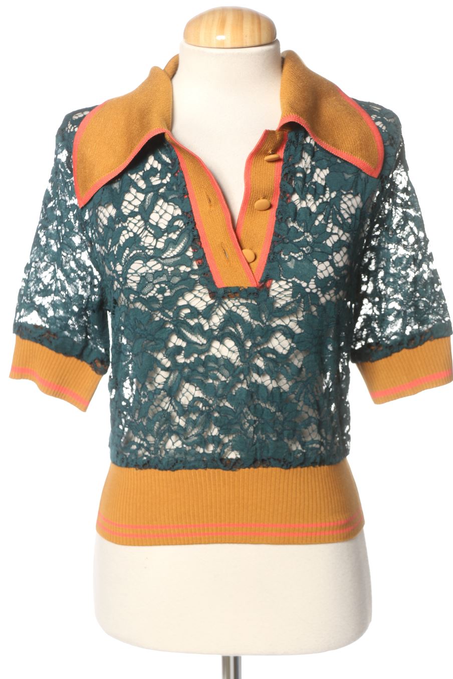 Blusa de manga corta de Dolce & Gabbana de la talla 40, de color verde de seda
