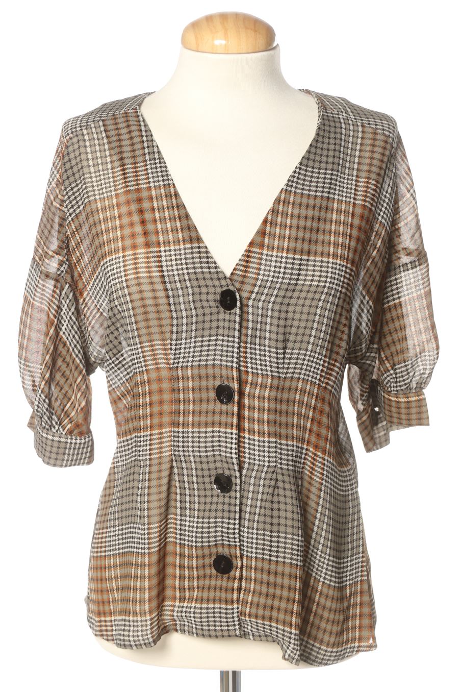 Blouse à manches courtes Sfera de la taille S, de couleur carreaux