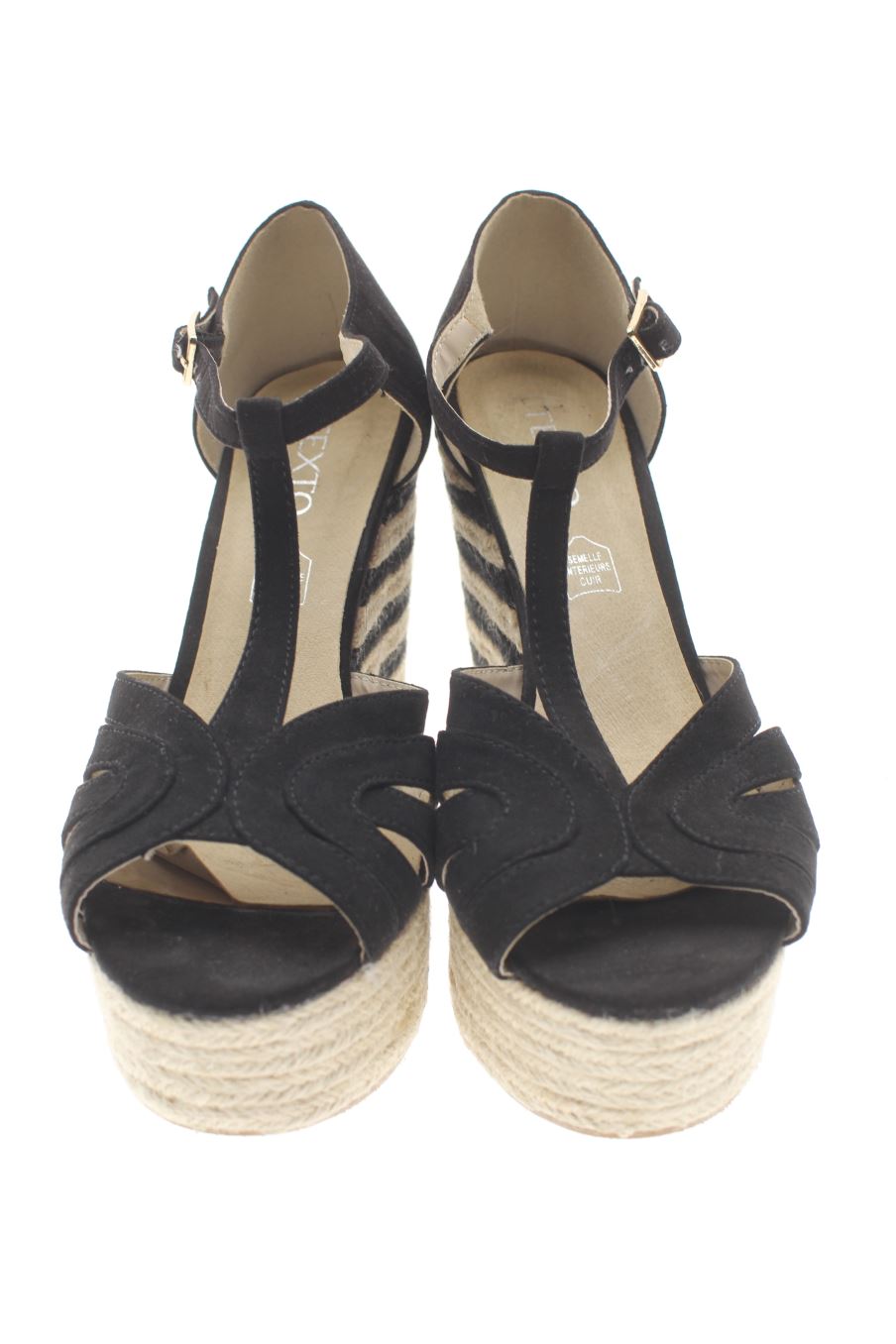 Sandalias tacon de Texto de la talla 35, de color negro de