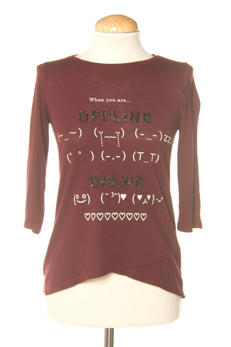 T-Shirt von Bershka Größe XS, Farbe Bordeaux, für