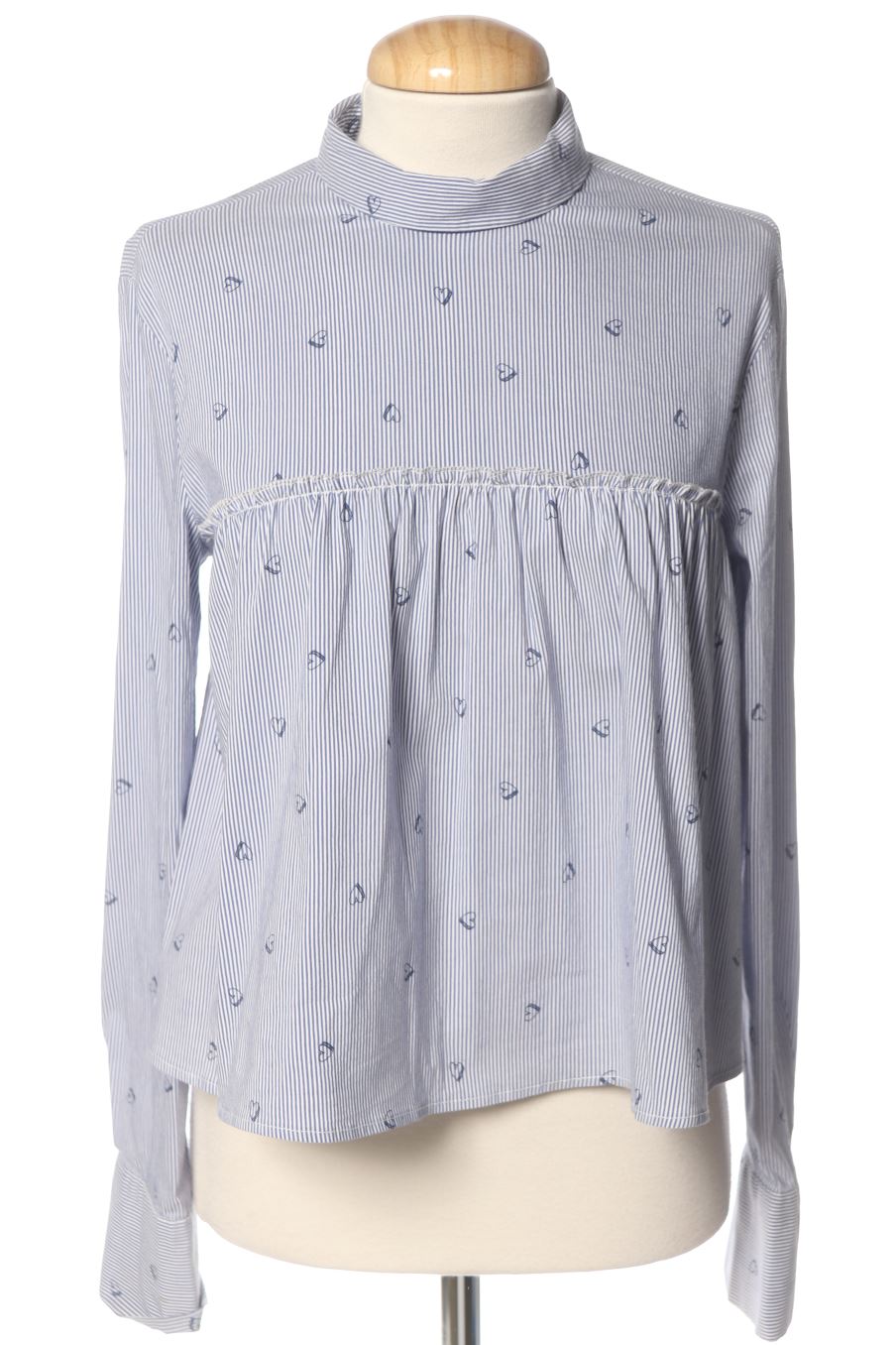 Blouse à manches longues Bershka de la taille S, de couleur bleu