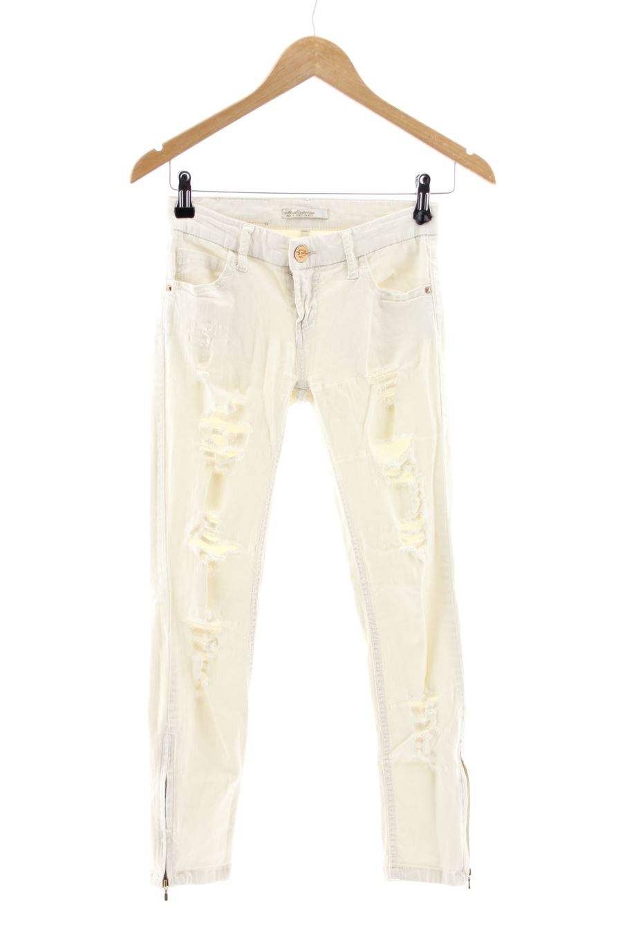 Vaqueros de Stradivarius de la talla 34, de color beige de ropa vaquera