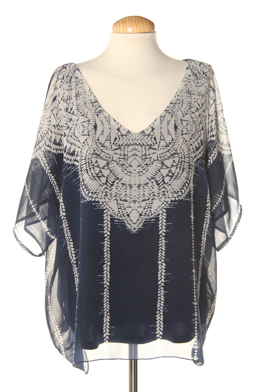 Blouse à manches courtes Punt roma de la taille L, de couleur bleu marine