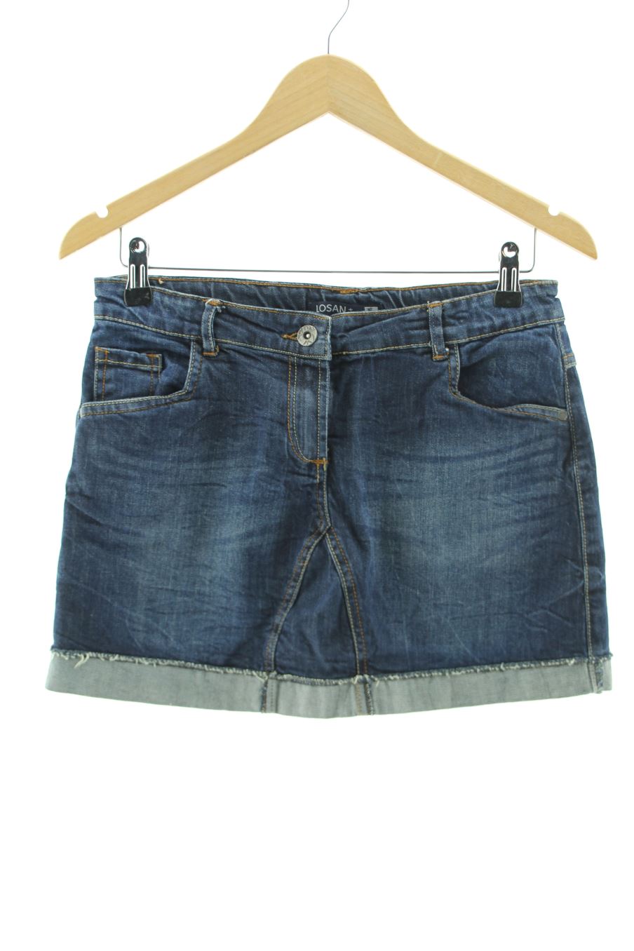 Jupe Losan de la taille 16 ans de denim de seconde main