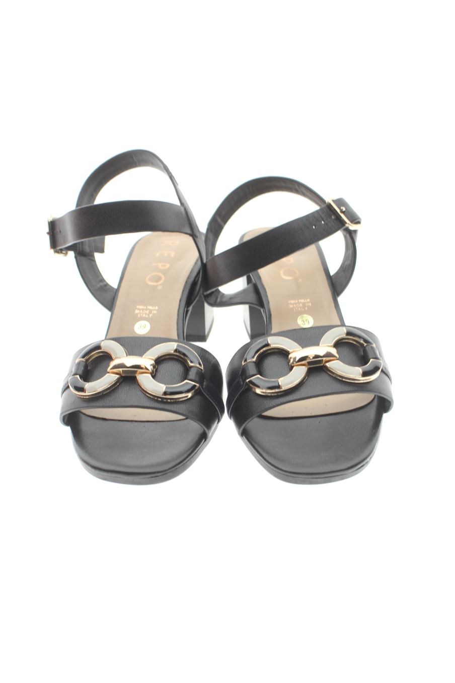 Sandalias tacon de REPO de la talla 39, de color negro de