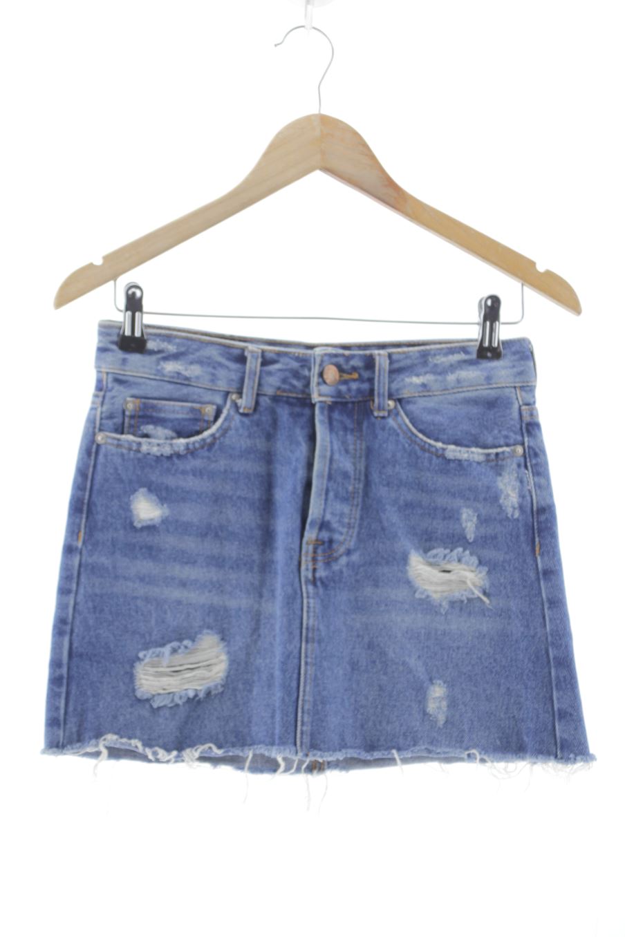 Jupe Bershka de la taille 32, de couleur bleu de denim
