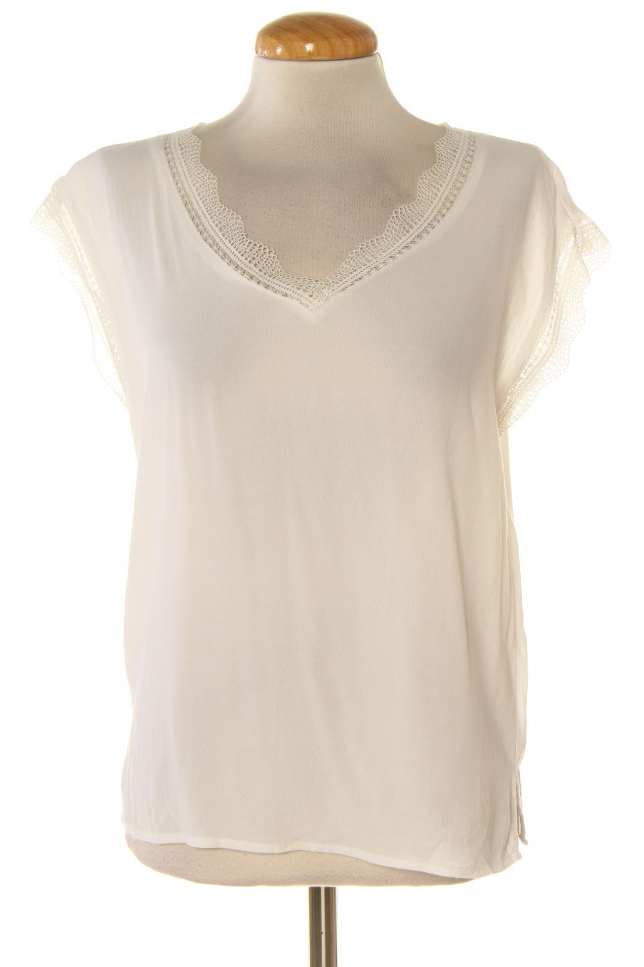 Blouse à manches courtes Promod de la taille 38, de couleur blanc