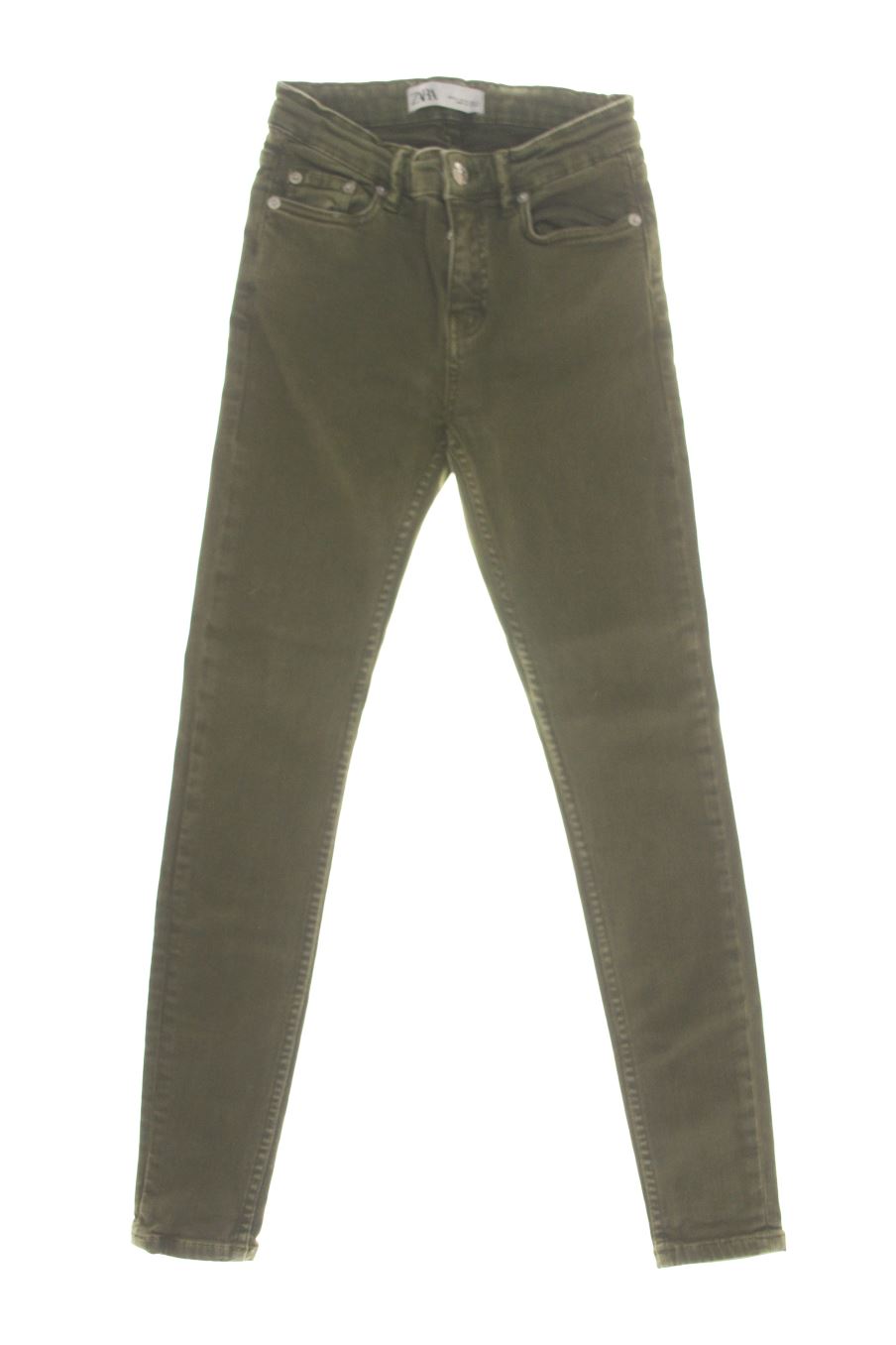 Vaqueros de Zara de la talla 34, de color verde de terciopelo