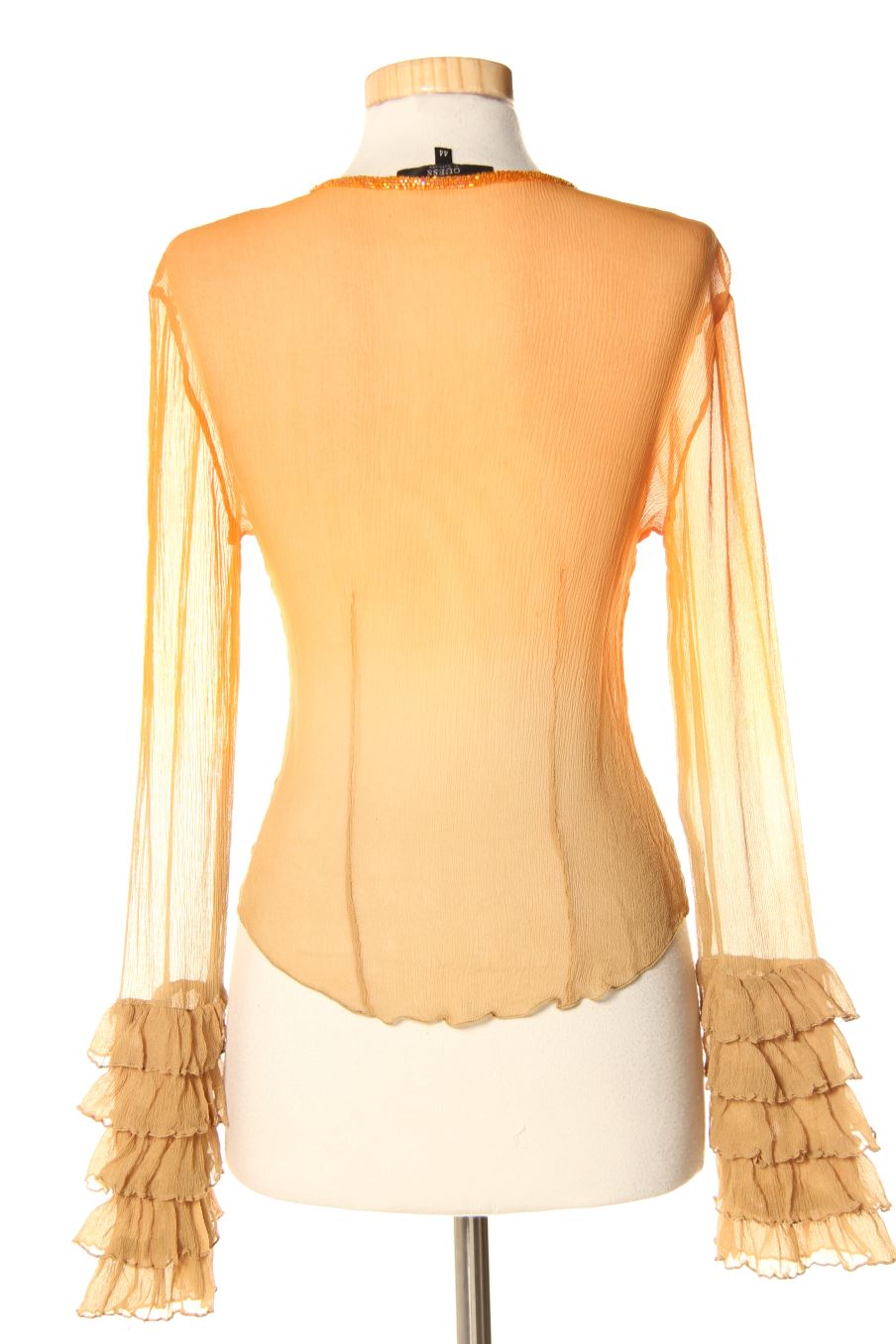 Blouse à manches longues Guess de la taille 44, de couleur orange de soie