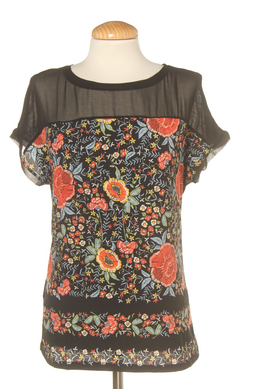 Blouse à manches courtes Promod de la taille M, de couleur fleurs