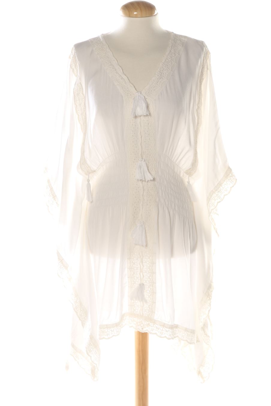 Blouse à manches courtes Siya de la taille L, de couleur blanc