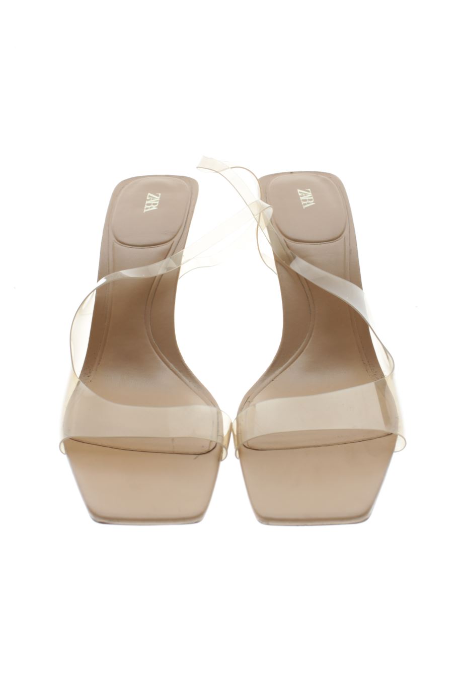 Sandalias tacon de Zara de la talla 40, de color marrón de