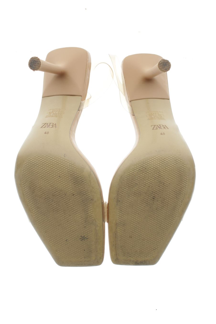 Sandalias tacon de Zara de la talla 40, de color marrón de