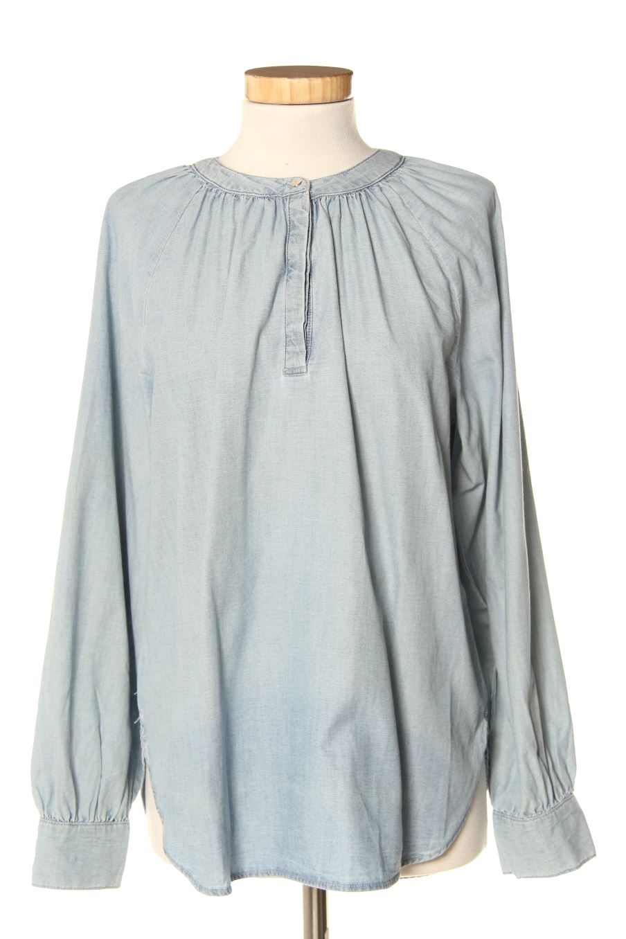 Blusa de manga larga de Mango de la talla S, de color azul de ropa vaquera