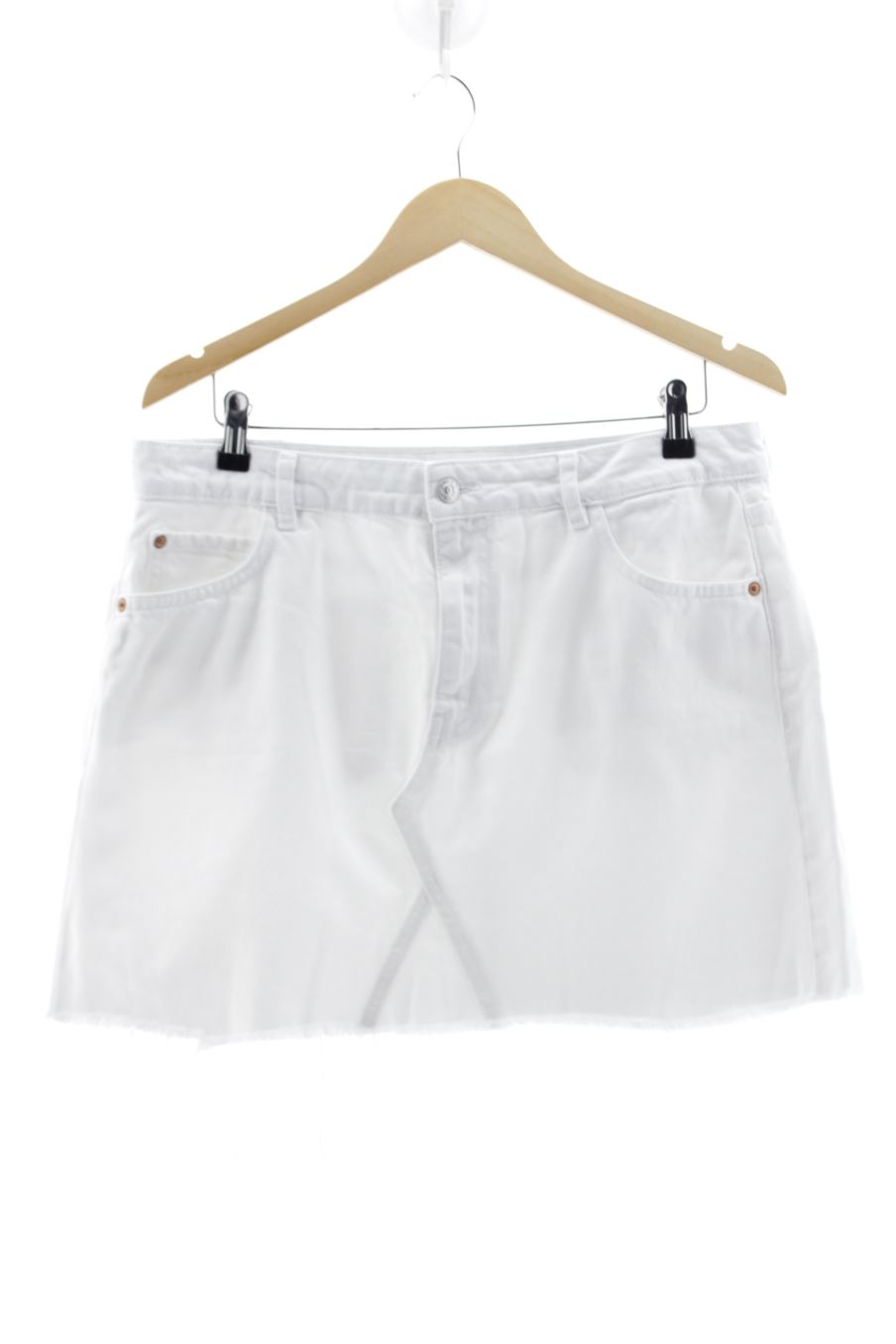 Aufwändiger Rock von Mango Größe L, Farbe Weiss, aus Jeanskleidung für