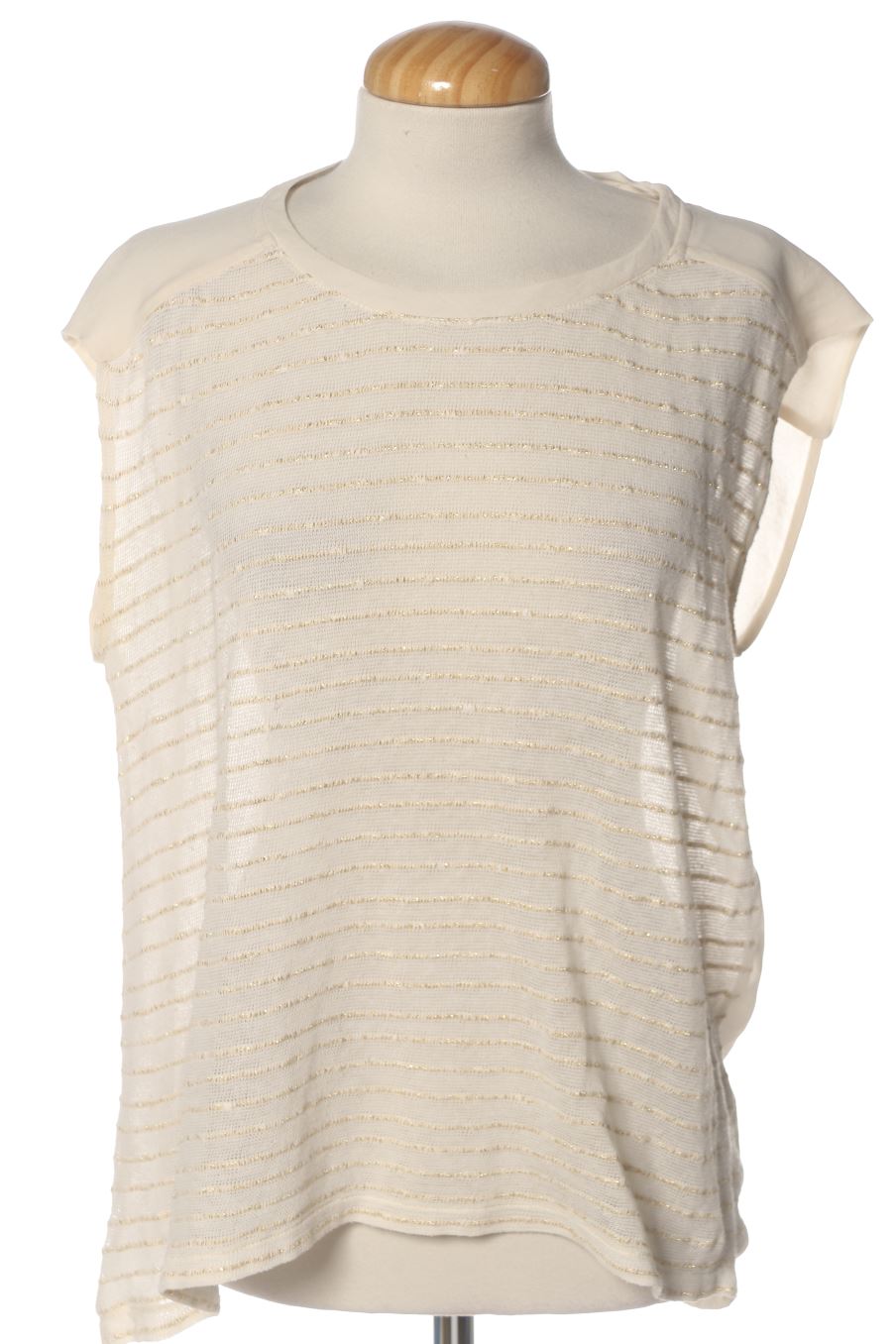 Blusa de manga corta de MANGO SuiT de la talla M, de color beige