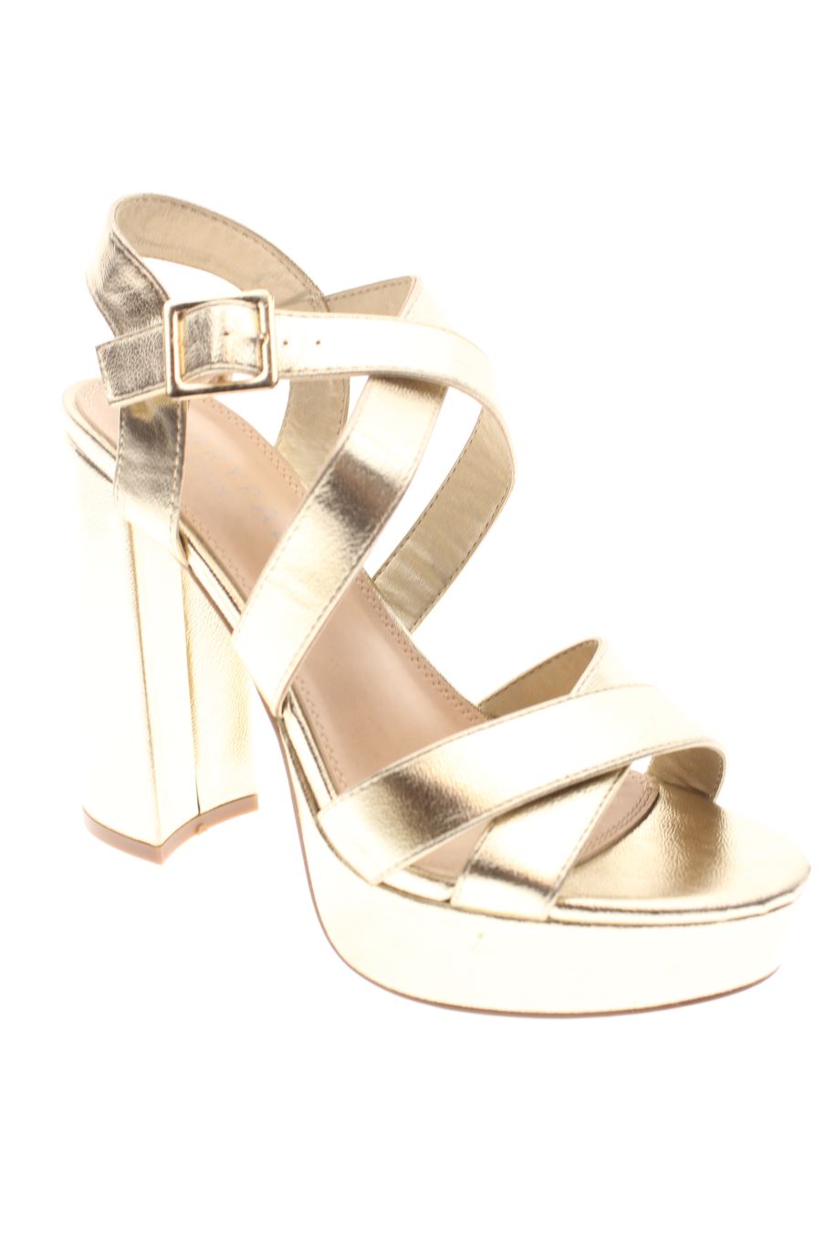 Sandalias tacon de Mary Paz de la talla 38 de color dorado de